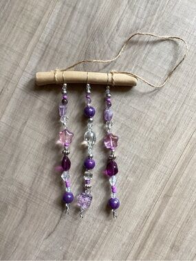 New Handmade Beaded Sun Catcher with Wire, Driftwood
